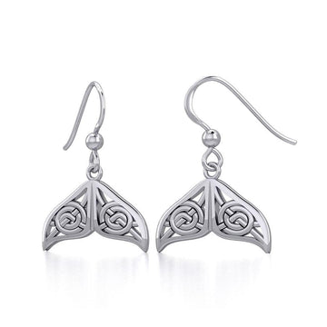 Celtic Knotwork Whale Tail Silver Earrings TER1929 - Jewelry